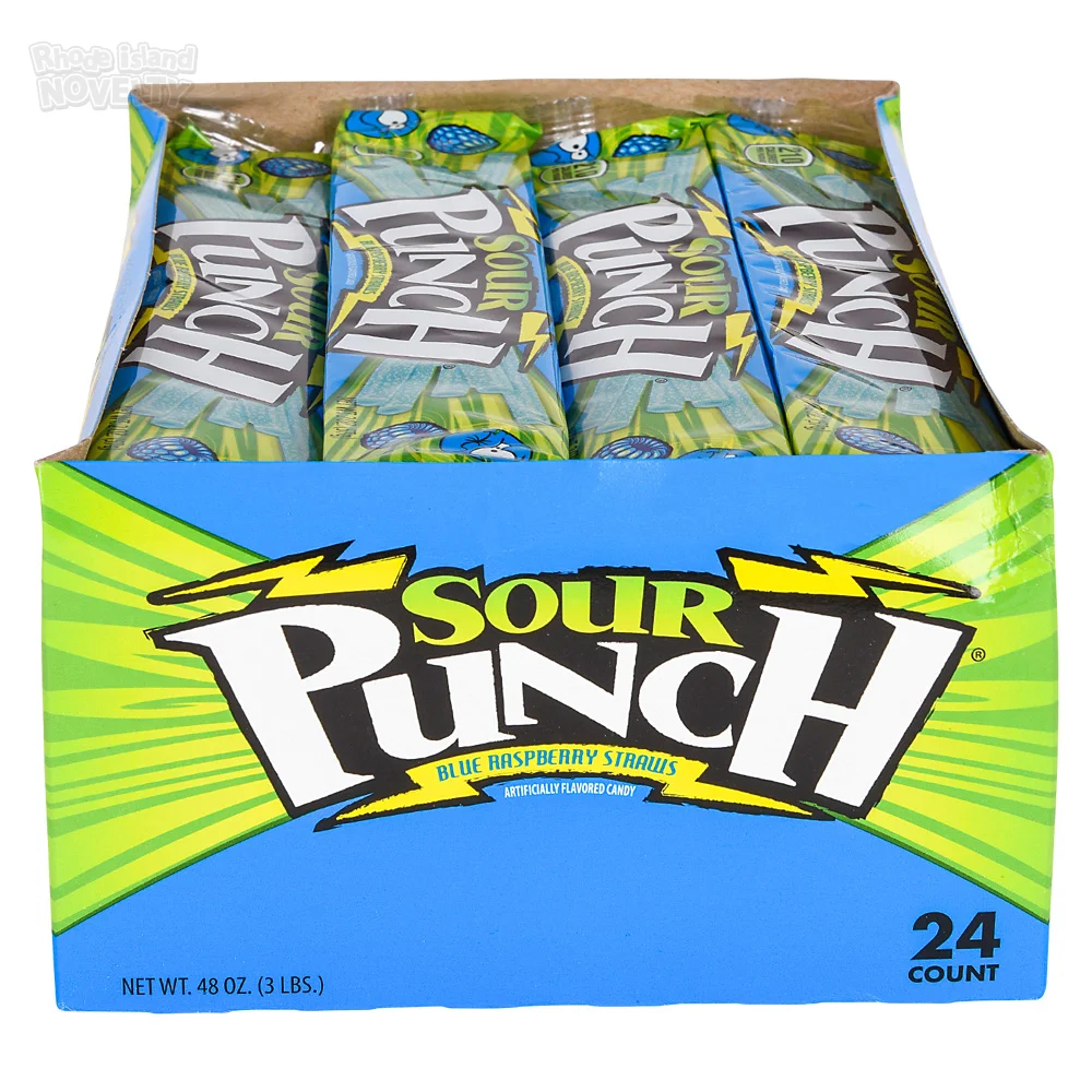 Sour Punch Straws Blue Raspberry 24 Cnt 7252