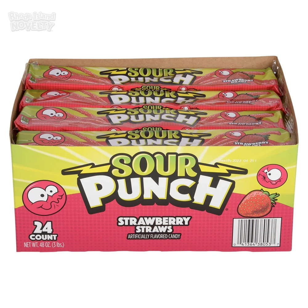 Sour Punch Straws Strawberry (24 Cnt)