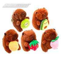 Plush Capybara Fruit Keychain (5 Asst.) 4.5"