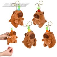 Plush Tail Wagging Capybara Veggie Keychain 4.5"