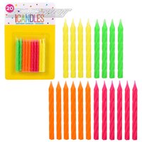 Neon Birthday Candles (20 Cnt)