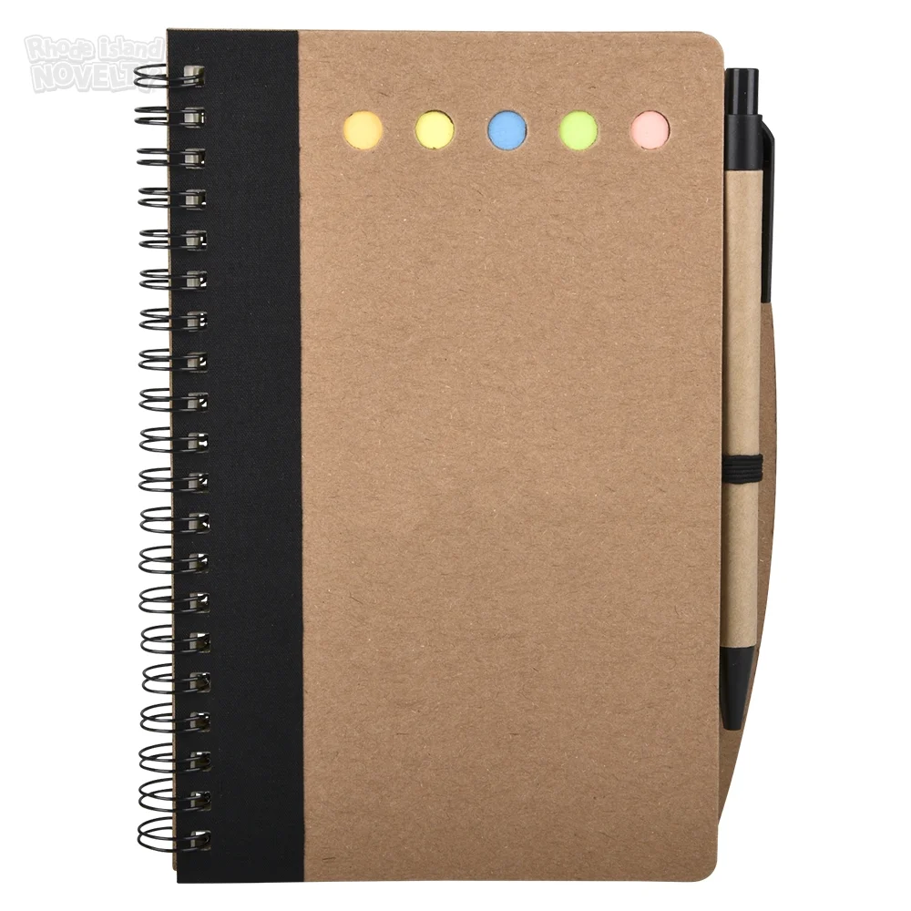 Recycle Notebook W/pen And Sticky Notes 7"