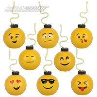 Emoji Koolers W/ Crazy Straw (8 Asst.) 16 Oz.