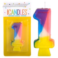 Rainbow Number "1" Birthday Candle