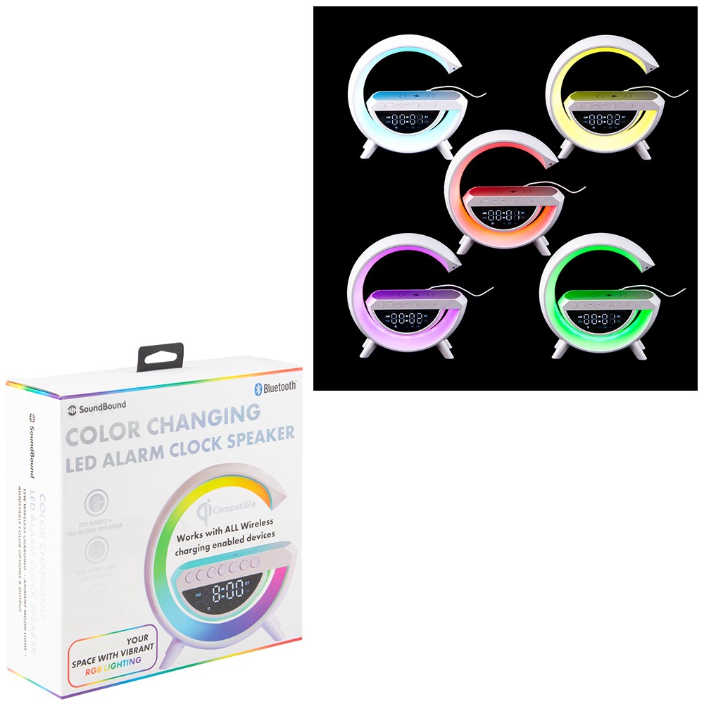 Led Alarm Clock Speaker W Wireless Charging