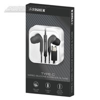 Type-C Wired Silicone Earbuds With Case - Black