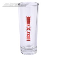 Lucky Strike Clr Shooter Glass 4" - Red Ink