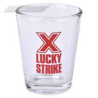 Lucky Strike Clr Shot Glass 2.25" - Red Ink