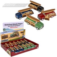 5" Die-Cast Pull Back 1949 Ford Woody Wagon W/Surfboard (12p